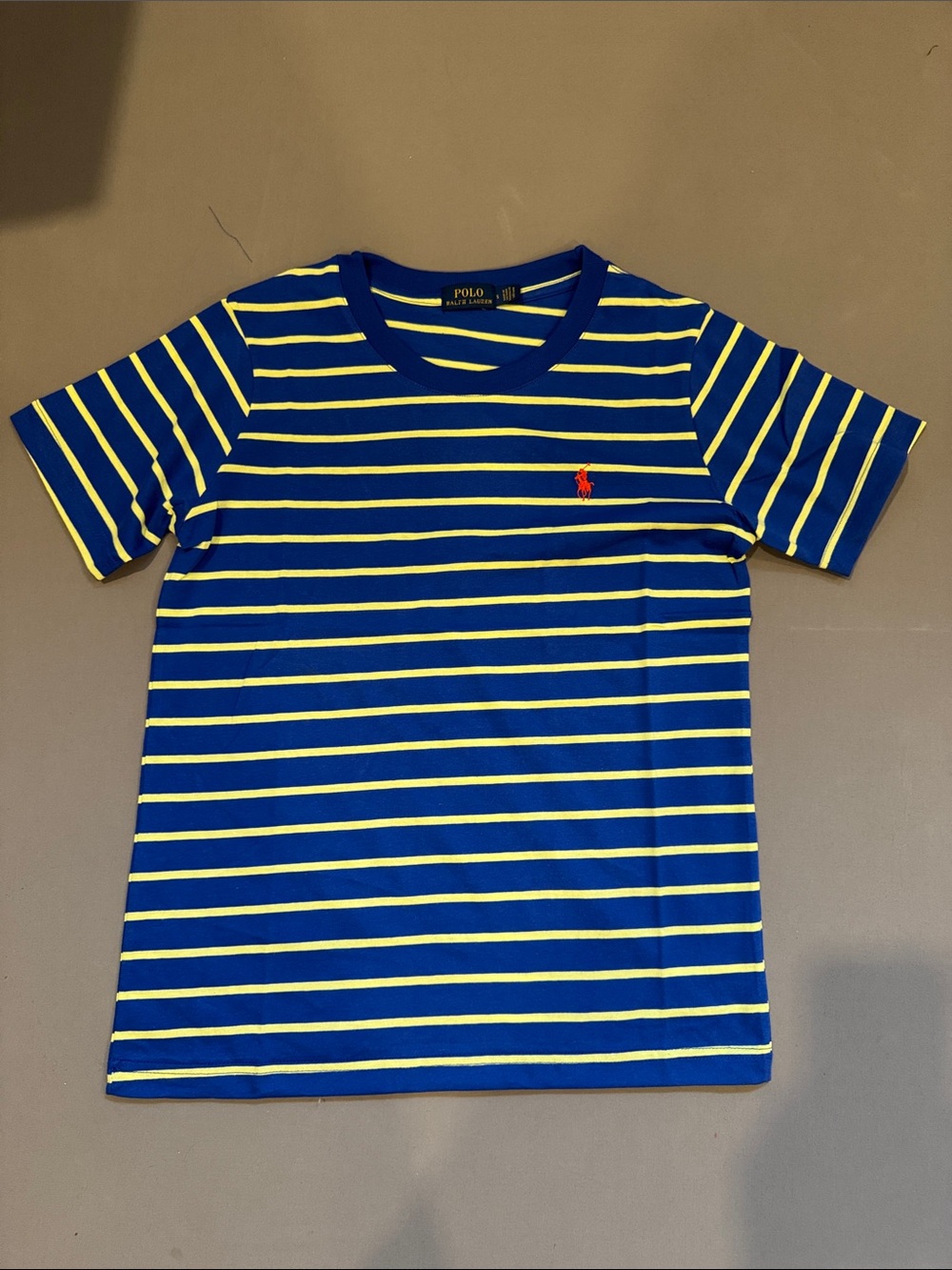 Ralph Lauren Blue & Yellow Striped Short Sleeve Tee
